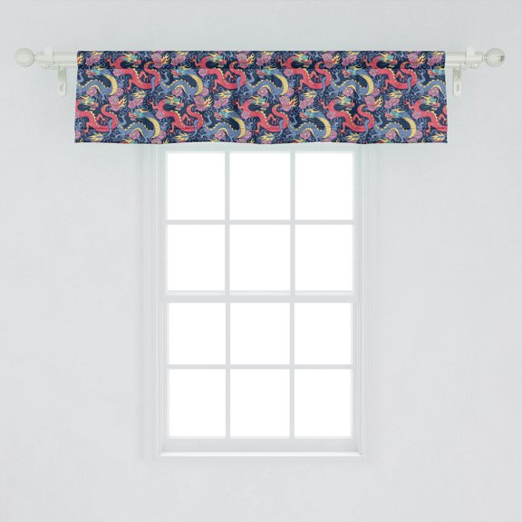 Ambesonne Dragon Valance Pack of 2, Highly Ornamented Floral, 54"X12", Multicolor