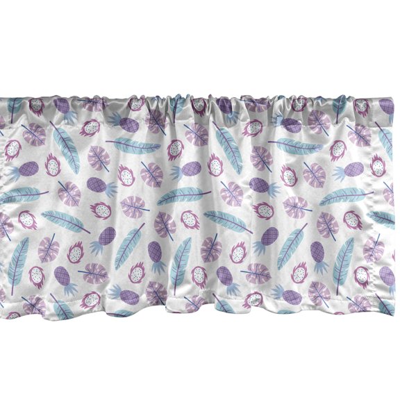 Ambesonne Dragon Window Valance, Repeating Pattern of Feather, 54" X 12", Pale Pink Pale Blue