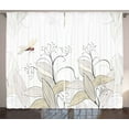 thumbnail image 1 of Ambesonne Dragonfly Curtains 2 Panel Set, Nature Branches Lake, 108" x 108", Cream Pearl, 1 of 3