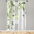 thumbnail image 1 of Ambesonne Dragonfly Curtains, Swirling Floral Damask, Pair of 28"x84", Avocado Green, 1 of 2