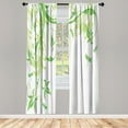 thumbnail image 1 of Ambesonne Dragonfly Curtains, Swirling Floral Damask, Pair of 28"x84", Lime Green, 1 of 2