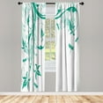 thumbnail image 1 of Ambesonne Dragonfly Curtains, Swirling Floral Damask, Pair of 28"x84", Sea Green, 1 of 2