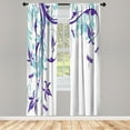 thumbnail image 1 of Ambesonne Dragonfly Curtains, Swirling Floral Damask, Pair of 28"x95", Blue Violet, 1 of 2