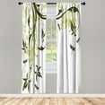 thumbnail image 1 of Ambesonne Dragonfly Curtains, Swirling Floral Damask, Pair of 28"x95", Olive Green, 1 of 2