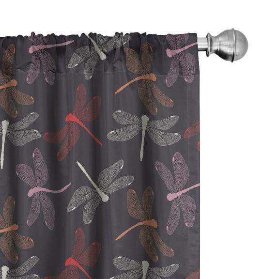 Ambesonne Dragonfly Curtains, Wings Pair, Pair of 28"x63", Multicolor