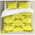 thumbnail image 1 of Ambesonne Dragonfly Duvet Cover Set, Colorful Winged Insects, 2-Calking, Yellow Orange and Green, 1 of 7