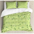 thumbnail image 1 of Ambesonne Dragonfly Duvet Cover Sets, Flowers Nature Spring, 2-Queen, Hunter Green and Pistachio, 1 of 7