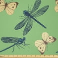 thumbnail image 1 of Ambesonne Dragonfly Fabric by the Yard Microfiber, Insects and Butterflies, 1 Yard, Petrol Blue and Pale Green, 1 of 4