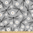thumbnail image 1 of Ambesonne Dragonfly Fabric by the Yard Upholstery, Daisy Flowers Spring Art, 3 Yards, Grey White and Caramel, 1 of 1