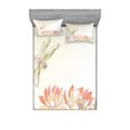 thumbnail image 1 of Ambesonne Dragonfly Fitted Sheet & Pillow Sham Set, Lotus Flower Field, Calking, Cream Peach Coral, 1 of 2