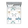 thumbnail image 1 of Ambesonne Dragonfly Fitted Sheet & Pillow Sham Set, Regular Lines Insects, Full, Orange Blue, 1 of 2