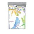 thumbnail image 1 of Ambesonne Dragonfly Fitted Sheet & Pillow Sham Set, Watercolor Winged Bug, Full, Multicolor, 1 of 2