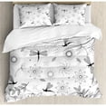 thumbnail image 1 of Ambesonne Dragonfly Indian Bohem Inspired Flying Butterfly Like Bugs and Flowers Dandelion Image Duvet Cover Set, 1 of 3