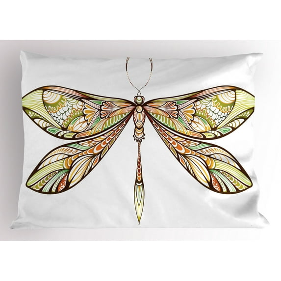Ambesonne Dragonfly Pillow Sham, Colorful Bug Design, 26" X 20", Multicolor