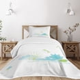 thumbnail image 1 of Ambesonne Dragonfly Quilted Bedspread Set 2 Pcs, Waterlily Nature Lake, Twin Size, Apple Green Pale Blue, 1 of 5