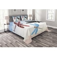 thumbnail image 1 of Ambesonne Dragonfly Quilted Bedspread Set 3 Pcs, Exotic Animal Wing, Queen Size, Black Blue Pale Pink, 1 of 3