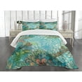 thumbnail image 1 of Ambesonne Dragonfly Quilted Bedspread Set 3 Pcs, Fantasy Flowers Mix, Queen Size, Turquoise Amber, 1 of 5