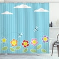 thumbnail image 1 of Ambesonne Dragonfly Shower Curtain, Daisy Bloom Cartoon, 69"Wx75"L, Sky Blue White, 1 of 3