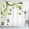 thumbnail image 1 of Ambesonne Dragonfly Shower Curtain, Swirling Floral Damask, 69"Wx70"L, Olive Green, 1 of 1