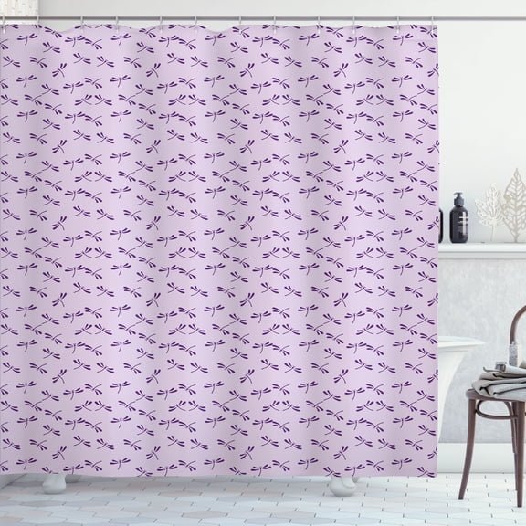 Ambesonne Dragonfly Shower Curtain, Wildlife Pattern Asian, 69"Wx75"L, Pale Lavender