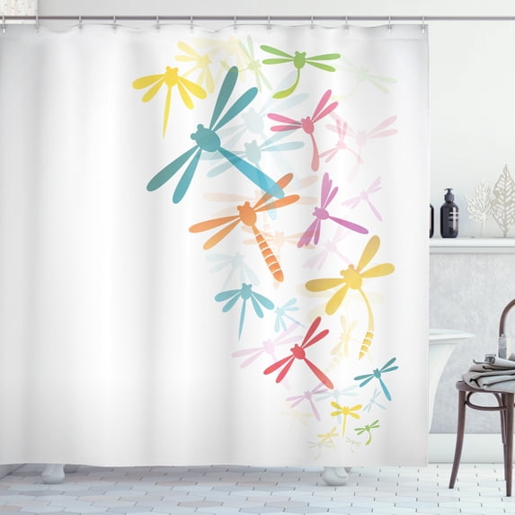 Ambesonne Dragonfly Shower Curtain, Winged Insects Bugs, 69"Wx84"L, Multicolor