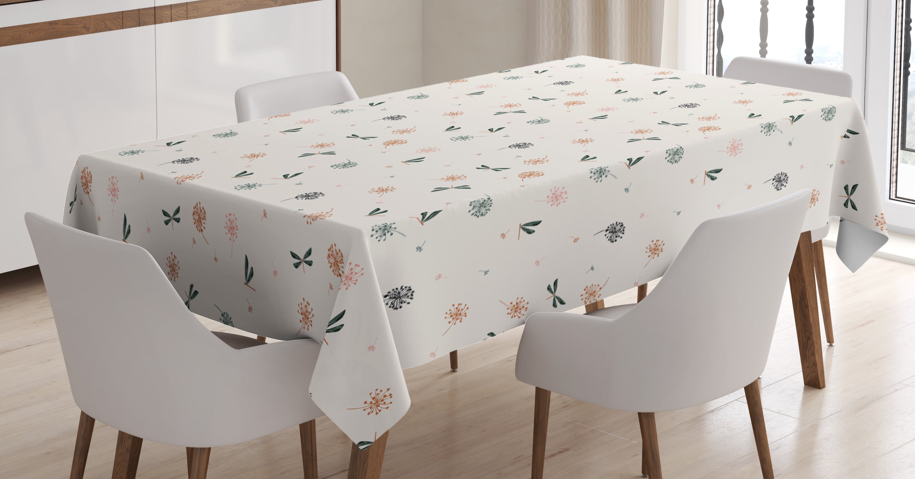 Ambesonne Dragonfly Tablecloth Rectangular Table Cover, Bugs and