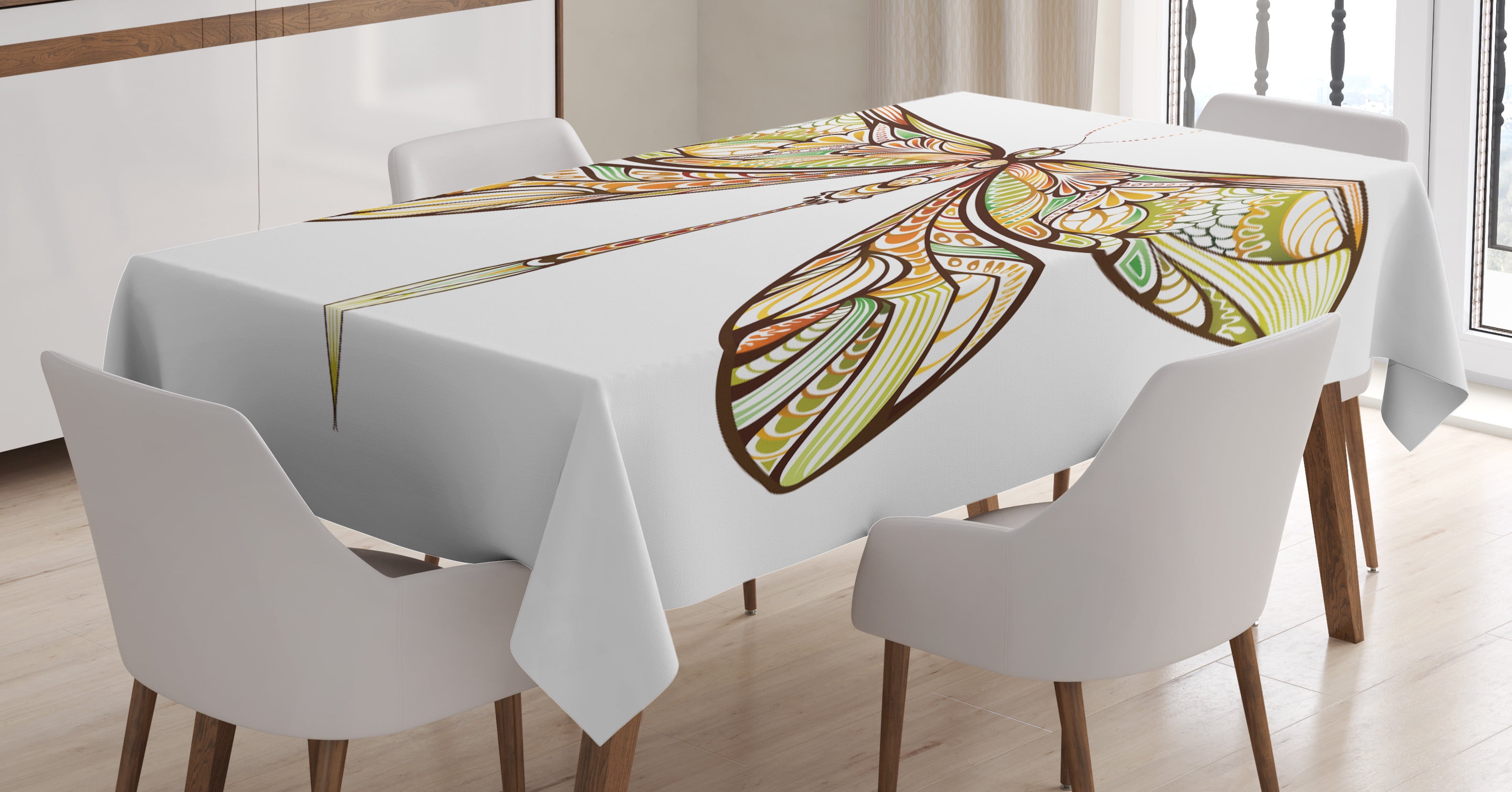 Ambesonne Dragonfly Tablecloth Rectangular Table Cover, Colorful Bug