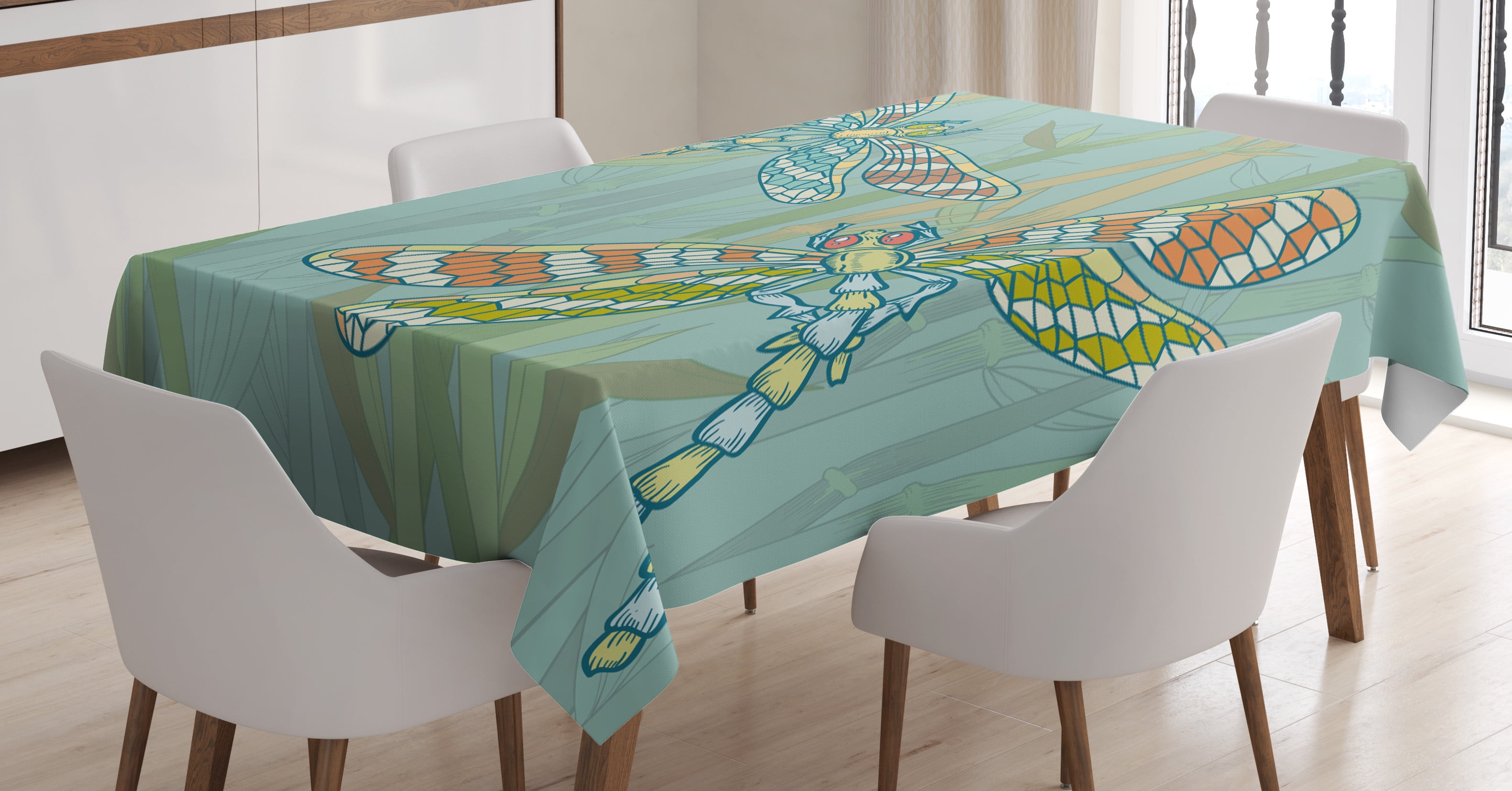 Ambesonne Dragonfly Tablecloth Rectangular Table Cover, Insects Nature