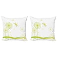 thumbnail image 1 of Ambesonne Dragonfly Throw Pillow Cover 2 Pack, Spring Dandelion Art, 24", Lime and Apple Green, 1 of 2