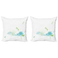thumbnail image 1 of Ambesonne Dragonfly Throw Pillow Cover 2 Pack, Waterlily Nature Lake, 20", Apple Green Pale Blue, 1 of 7
