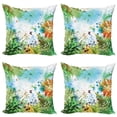 thumbnail image 1 of Ambesonne Dragonfly Throw Pillow Cover 4 Pack, Ferns Flourishing Nature, 16", Multicolor, 1 of 6
