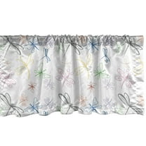 Ambesonne Dragonfly Window Valance, Hand Drawn Flying Bugs in Doodle Style Colorful Nature Animal Abstract Print, Curtain Valance for Kitchen Bedroom Decor with Rod Pocket, 54" X 12", Multicolor