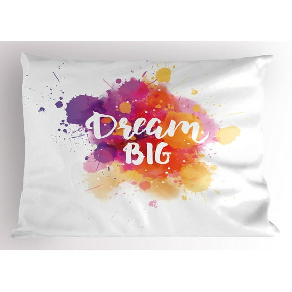 Ambesonne Dream Pillow Sham, Modern Dream Big Calligraphy, 36" X 20", Multicolor