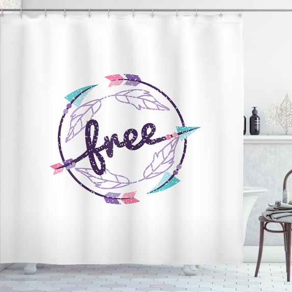 Ambesonne Dream Shower Curtain, Circle Arrows Plain Back Art, 69"Wx70"L, Blue Violet Pale Teal