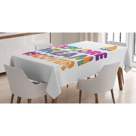 Ambesonne Dream Tablecloth Rectangular Table Cover, Boat Motif Tropical Summer, 52"x70", Multicolor