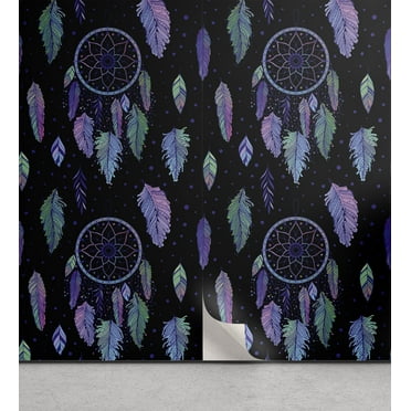 Ambesonne Dreamcatcher Peel & Stick Wallpaper for Home, Trippy Cosmic Mandala, 13"x36", Charcoal Grey Pale Lilac