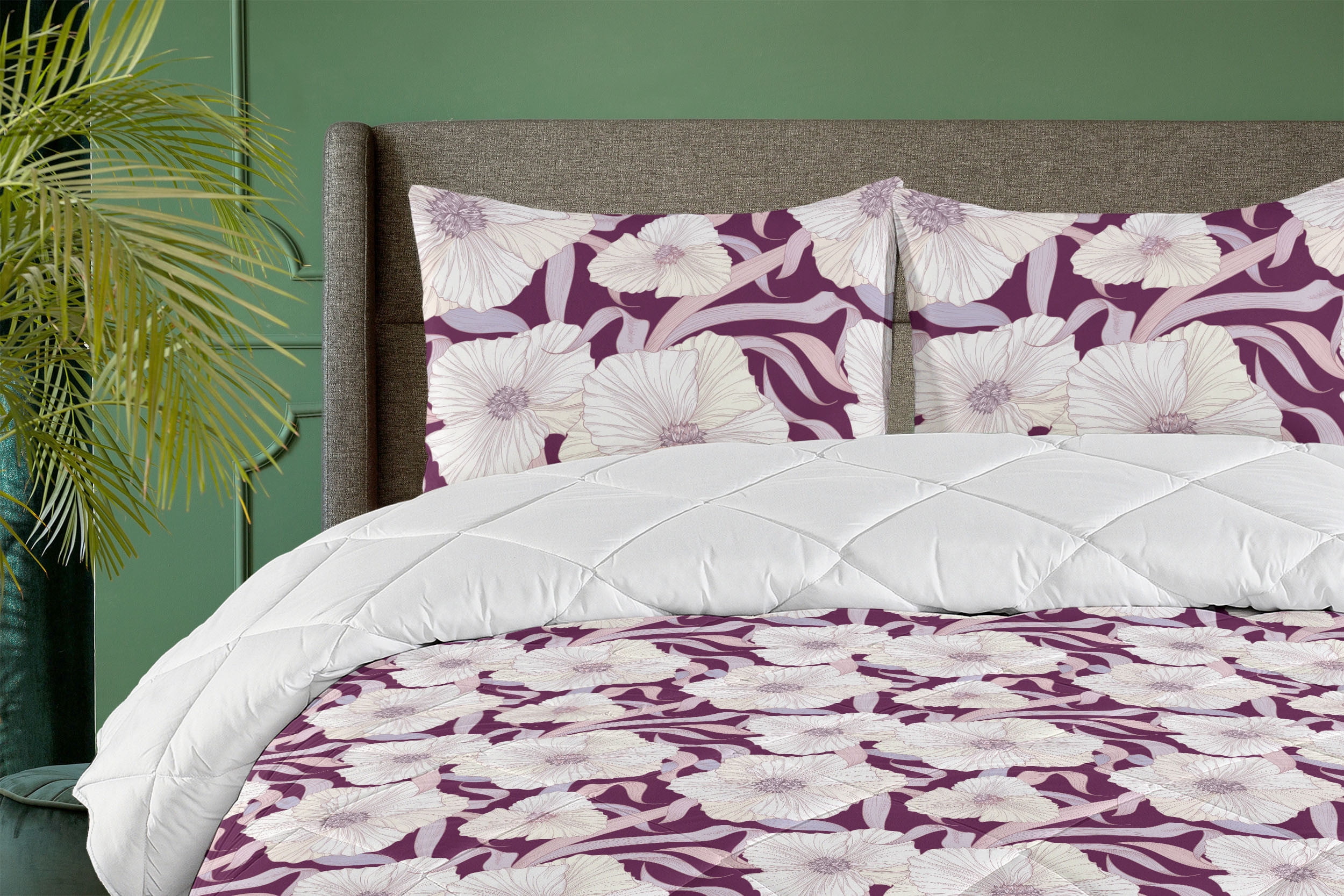 Ambesonne Dreamy Floral Down Alternative Quilt Comforter, Flowers