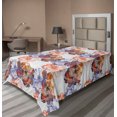 thumbnail image 1 of Ambesonne Dreamy Floral Flat Bedding Sheet Soft Top Sheet, Tropical Art Flowers, Twin XL, Dark Coral Blue Violet, 1 of 1