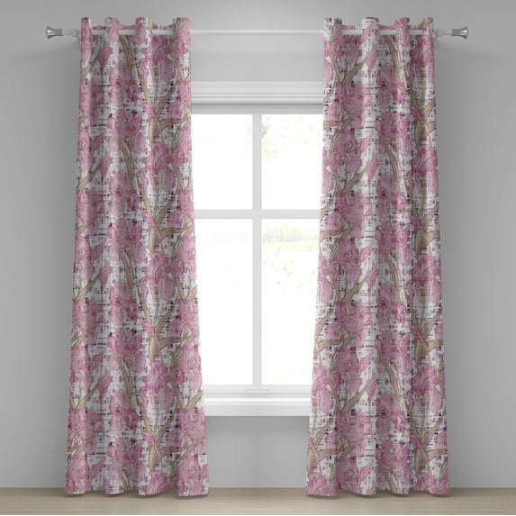Ambesonne Dreamy Floral Grommet Curtain, Monochrome Bloom Art, 50"x96", Pale Pink Pale Green