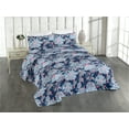 thumbnail image 1 of Ambesonne Dreamy Floral Quilted Bedspread Set 3 Pcs, Boho Aura Retro Bloom, Queen, Soft Blue Dark Coral, 1 of 4