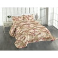 thumbnail image 1 of Ambesonne Dreamy Floral Quilted Coverlet 3 Pcs, Vintage Roses Print, King Size, Raspberry Camel Cocoa, 1 of 4
