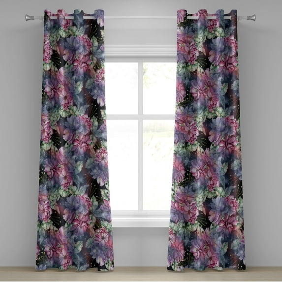 Ambesonne Dreamy Flowers Grommet Curtain, Dreamy Floral Botany, 50"x108", Pale Fuchsia Seafoam Rose