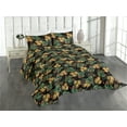thumbnail image 1 of Ambesonne Dreamy Forest Quilted Coverlet 3 Pcs, Leafy Scene Jungle, Queen Size, Mustard Sea Green Coral, 1 of 4