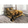 thumbnail image 1 of Ambesonne Driftwood Print Quilted Coverlet 3 Pcs, Sunrise Beach Trees, King Size, Orange, 1 of 2