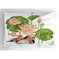thumbnail image 1 of Ambesonne Duck Pillow Sham, Mandarin in Pond, 36" X 20", White Green Pink, 1 of 2