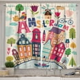 thumbnail image 1 of Ambesonne Dutch Kitchen Curtains, Cartoon Amsterdam Houses, 55"x39", Multicolor, 1 of 2