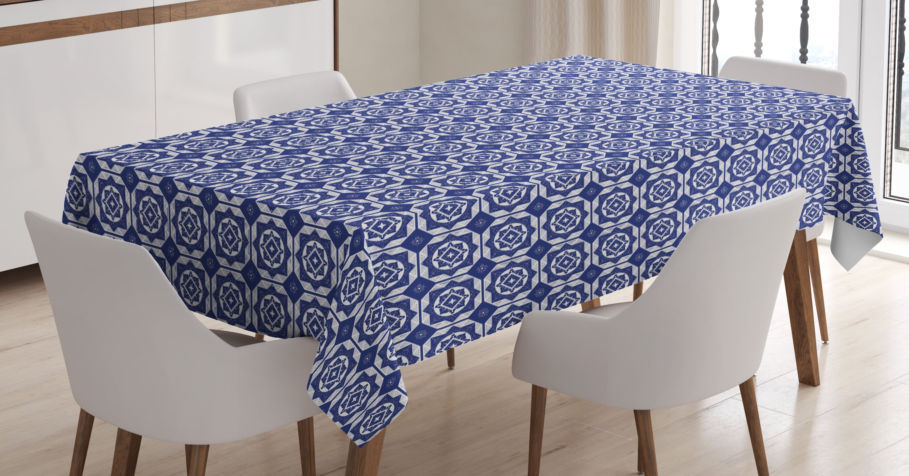 Rectangle Tablecloth Royal Blue And White Table Cloth