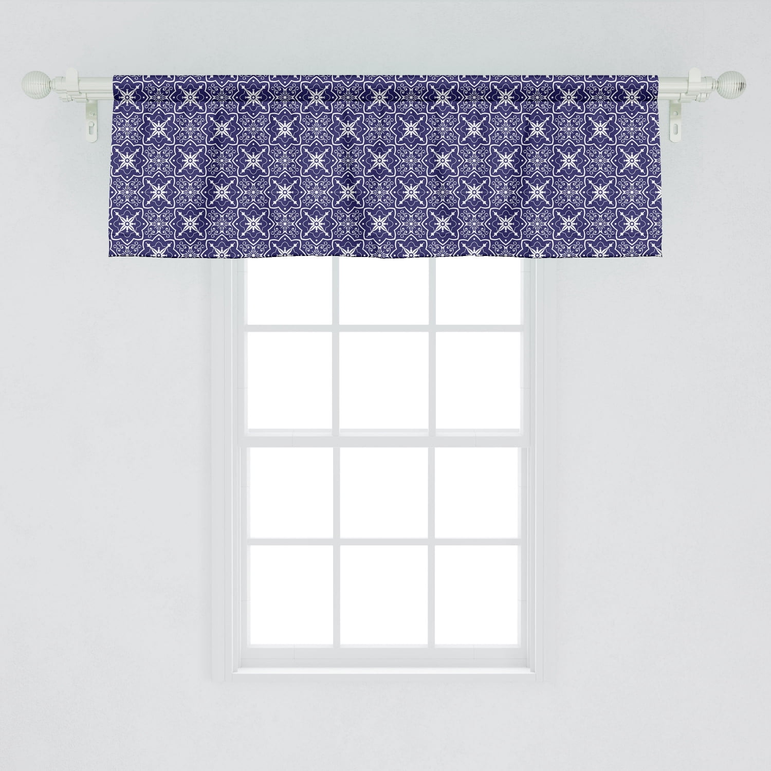 Ambesonne Dutch Window Valance, Ornate Floral Arrangement with Swirls ...