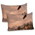 thumbnail image 1 of Ambesonne Eagle Pillow Sham 2 Pack, Nature Rocky Mountains, 36"x20", Rose Green, 1 of 3
