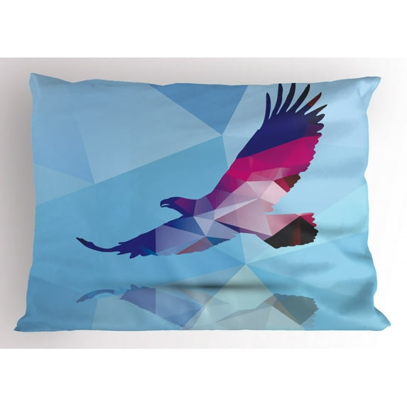 Ambesonne Eagle Pillow Sham, Polygonal Bird Design, 26" X 20", Multicolor